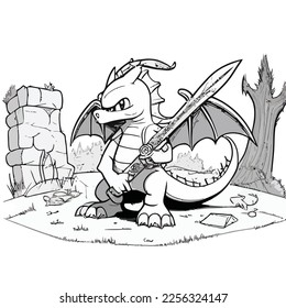 Enchanted Adventure: A White Dragon Coloring Book