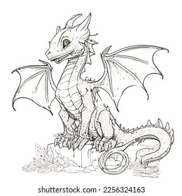 Enchanted Adventure: A White Dragon Coloring Book