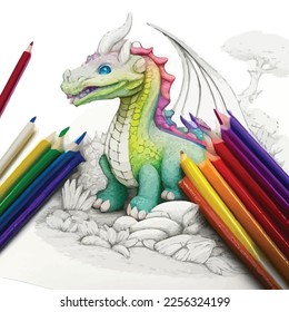 Enchanted Adventure: A White Dragon Coloring Book