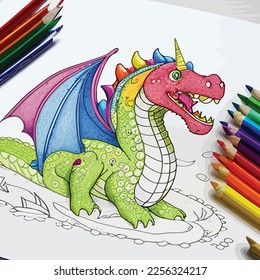 Enchanted Adventure: A White Dragon Coloring Book