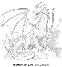 Enchanted Adventure: A White Dragon Coloring Book