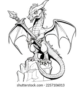 Enchanted Adventure: A White Dragon Coloring Book