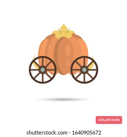 Enchanted carriage Cinderella pumpkin color flat icon for web and mobile design