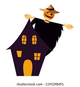 enchanted castle with scarecrow scene