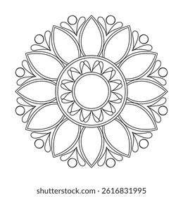 Enchanted Circular Fantasy Mandala Coloring Book Page