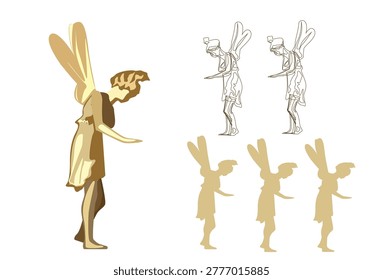 Enchanted Fairies Line Art Vector 