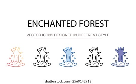 Enchanted Forest icon design with white background stock illustration