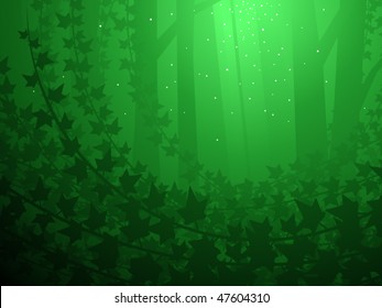 Enchanted forest and ivy grove illustrated background