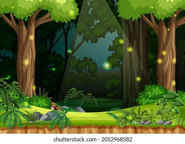 Enchanted forest landscape background illustration