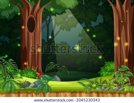 Enchanted forest landscape background illustration