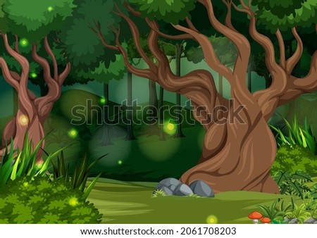 Enchanted forest landscape background illustration