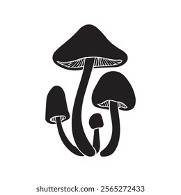 Enchanted Forest Mushrooms A Silhouette of Nature's Elegance