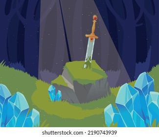 enchanted forest sword in stone, design