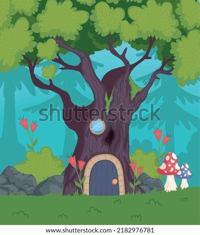 enchanted forest with tree house