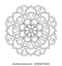 Enchanted garden adult mandala coloring book page for kdp book interior. Peaceful Petals, Ability to Relax, Brain Experiences, Harmonious Haven, Peaceful Portraits, Blossoming Beauty mandala design.