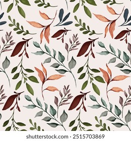 enchanted leave watercolor seamless pattern for background