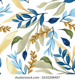 enchanted leave watercolor seamless pattern for background