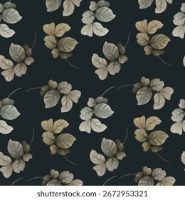 enchanted leave watercolor seamless pattern for background