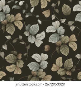 enchanted leave watercolor seamless pattern for background
