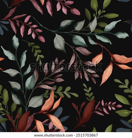 enchanted leave watercolor seamless pattern for background