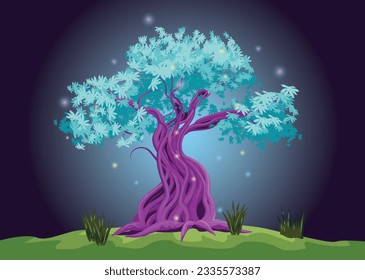 Enchanted magical tree vector illustration icon