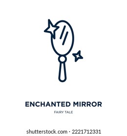 enchanted mirror icon from fairy tale collection. Thin linear enchanted mirror, magic, fantasy outline icon isolated on white background. Line vector enchanted mirror sign, symbol for web and mobile