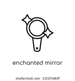 Enchanted mirror icon. Trendy modern flat linear vector Enchanted mirror icon on white background from thin line Fairy Tale collection, editable outline stroke vector illustration