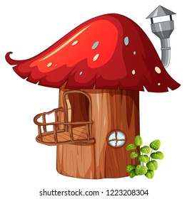 Enchanted mushroom wooden house illustration