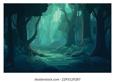 Enchanted mystical forest dreamy fairy environment printable background vector graphics forest flora and fauna leaf trail eco-friendly sticker wedding clipart floral game assets - Shutterstock ID 2295129287