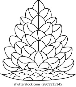 Enchanted Pinecone Grove Coloring Page Outline Vector Illustration for Kids and Adults