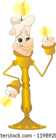 enchanted revived candlestick of gold color 