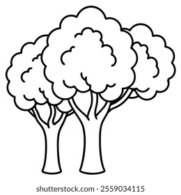 Enchanted Trees Line Art Vector Isolated Illustration.