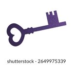 Enchanted violet key. Illustration with magical aura and mystery vibe. Ideal for spell and fantasy scenes.