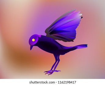enchanted world of fantastic fairy tale. Magic bird of happiness in Wonderland.