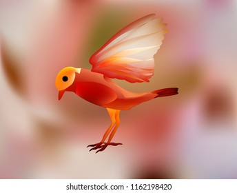 enchanted world of fantastic fairy tale. Magic bird of happiness in Wonderland.