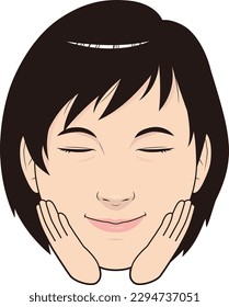 Enchanted young woman's face illustration