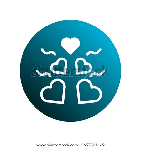 Enchanting blue circle icon adorned with delicate white hearts conveys love affection and connection through symbols