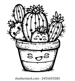 Enchanting Cactus Wonderland: Kawaiicore Coloring Bliss Unleashed!