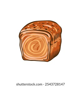 An enchanting and charming illustration of a beautifully swirled bread loaf, ideal for foodrelated designs