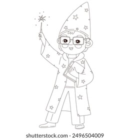 Enchanting coloring page featuring wizards and sorcerers in mystical scenes. Ideal for activity book