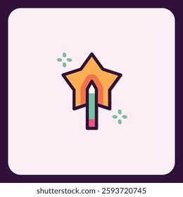 Enchanting creativity icon, sparkling magic tool for imagination and innovation