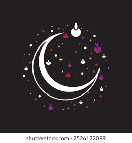 Enchanting Crescent Moon, Stars, and Diyas Celebrating Diwali, Eid, Christmas, and Other Religious Festivals