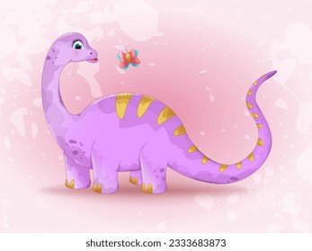 Enchanting Encounter. Dinosaur and Butterfly 