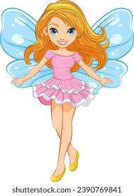 An enchanting fairy with wings in a whimsical cartoon style