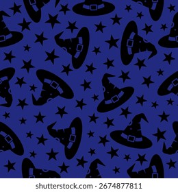 Enchanting halloween patterns featuring witches and stars digital design creative art whimsical vibe, seamless pattern