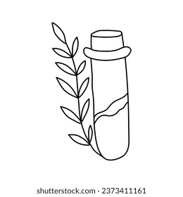 Enchanting hand-painted magical potion in a glass vial on a dark background. Whimsical and mystical illustration for enchanting designs and mystical decor.