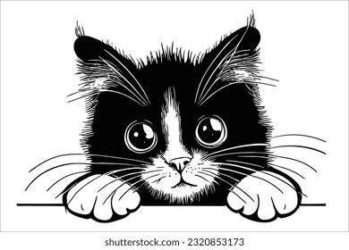 Enchanting illustration of a cute cat with a playful peek, sure to captivate your audience. Perfect for commercial use, projects, and creative endeavors.