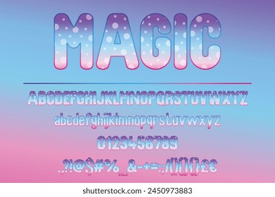 Enchanting Magic Gradient Color Font Set. Modern Typography Design