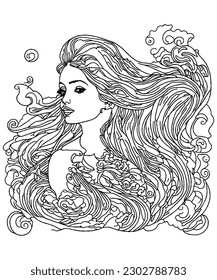 Enchanting Mermaid Printable Coloring Page of a Delightful Underwater Beauty