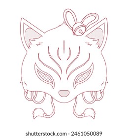 Enchanting and mystical Hand drawn of Japanese kitsune masks, evoking a sense of traditional folklore and fox magic, coloring page, Japanese design elements for t-shirt, print and stickers. Hand drawn